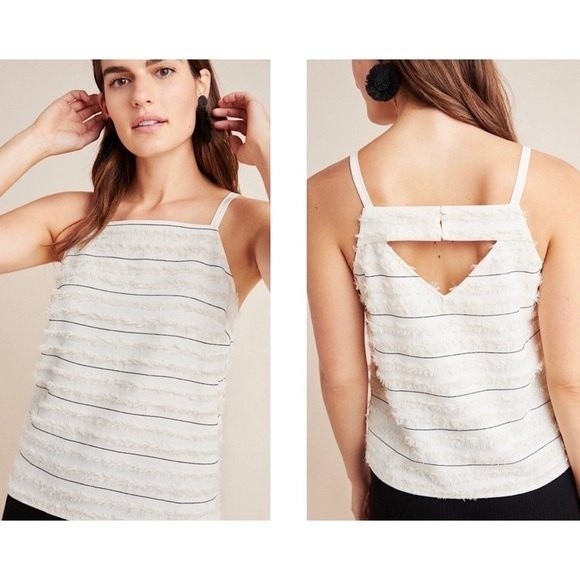 ANTHROPOLOGIE Maeve Cami Tank Top Quinn Fringe Eyelash 2P